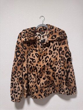 Lee Leopard Print Fleece Pullover - Brown & Black